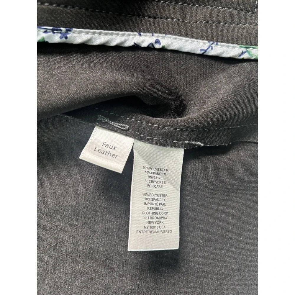 TAHARI Faux Leather Suede Jacket Women's‎ Small Grey Long Sleeve Coat Open
